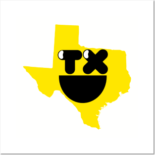 Texas States of Happynes- Texas Smiling Face Posters and Art